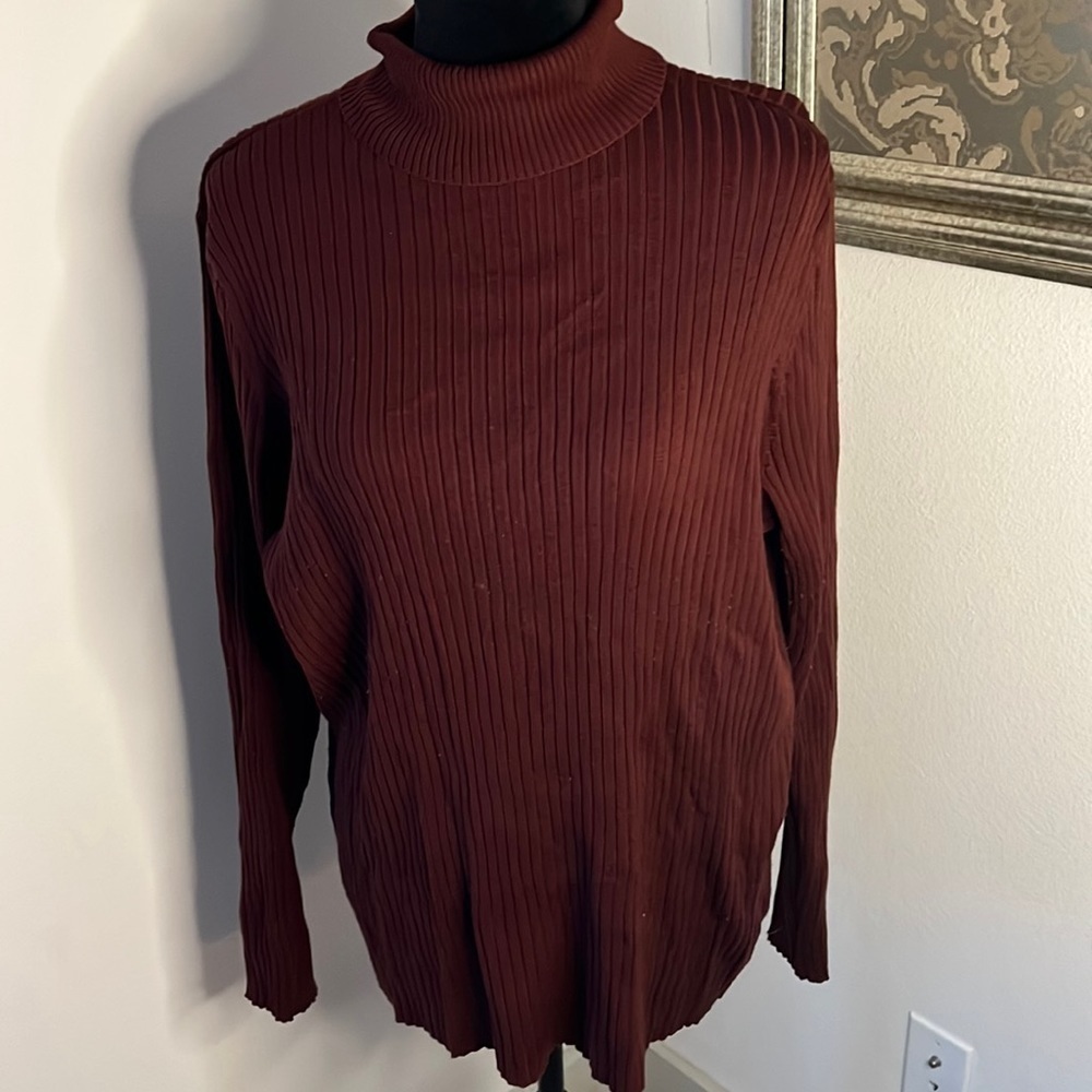 Lane Bryant‎ burgundy ribbed turtle neck knit sweater long sleeves Sz 18/20